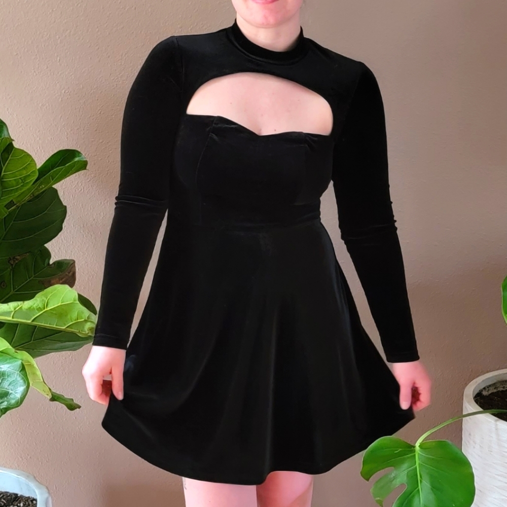 Black Velvet Skater Dress